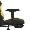 VidaXL Fotel gamingowy z podnóżkiem, czarno-żółty, tkanina