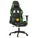 VidaXL Masujący fotel gamingowy z podnóżkiem, czarno-zielony, ekoskóra