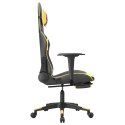 VidaXL Masujący fotel gamingowy z podnóżkiem, czarno-złoty