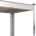 VidaXL Stół roboczy z półkami, srebrny, stal i materiał drewnopochodny