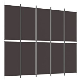 VidaXL Parawan 5-panelowy, brązowy, 250x220 cm, tkanina