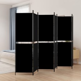 VidaXL Parawan 6-panelowy, czarny, 300 x 180 cm, tkanina