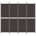 VidaXL Parawan 4-panelowy, brązowy, 200 x 180 cm, tkanina