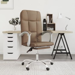VidaXL Rozkładany fotel biurowy, brązowy, obity tkaniną