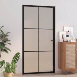 VidaXL Drzwi wewnętrzne, 102,5x201,5 cm, czarne, szkło i aluminium