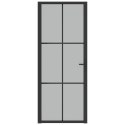 VidaXL Drzwi wewnętrzne, 83x201,5 cm, czarne, matowe szkło i aluminium