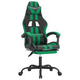 VidaXL Fotel gamingowy z podnóżkiem, czarno-zielony, sztuczna skóra