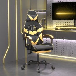 VidaXL Obrotowy fotel gamingowy z podnóżkiem, czarno-złoty