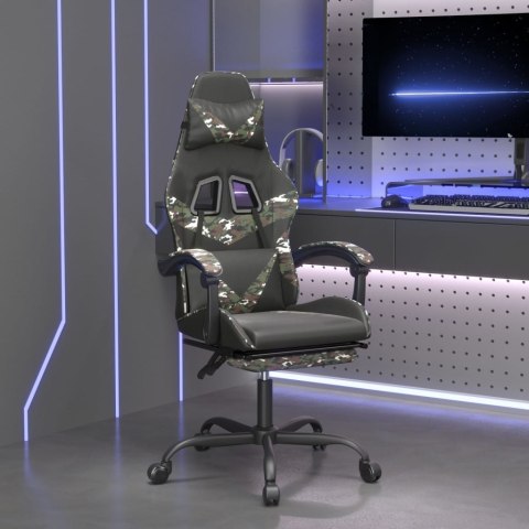 VidaXL Obrotowy fotel gamingowy z podnóżkiem, czarny i moro