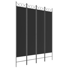 VidaXL Parawan 4-panelowy, czarny, 160x200 cm, tkanina