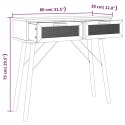 VidaXL Stolik konsolowy, czarny, 80x30x75 cm, lita sosna i rattan