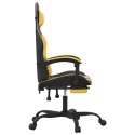 VidaXL Fotel gamingowy z podnóżkiem, czarno-złoty, sztuczna skóra
