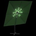 VidaXL Wiszący parasol z LED, zielony, 400x300 cm
