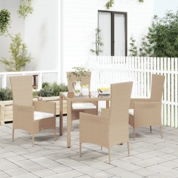 VidaXL Krzesła ogrodowe z poduszkami, 4 szt., polirattan, beżowe