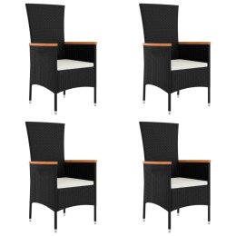 VidaXL Krzesła ogrodowe z poduszkami, 4 szt., polirattan, czarne