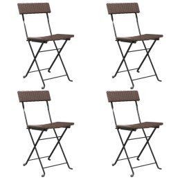 VidaXL Składane krzesła bistro, 4 szt., brązowe, polirattan i stal