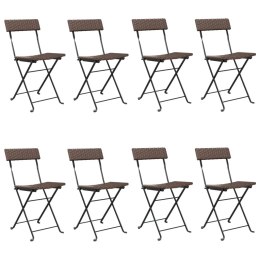 VidaXL Składane krzesła bistro, 8 szt., brązowe, polirattan i stal