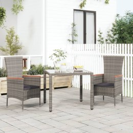 VidaXL Krzesła ogrodowe z poduszkami, 2 szt., polirattan, szare