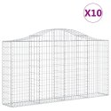 VidaXL Kosze gabionowe, 10 szt, 200x30x100/120cm, galwanizowane żelazo