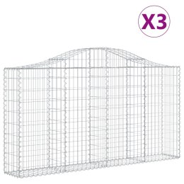 VidaXL Kosze gabionowe, 3 szt, 200x30x100/120 cm, galwanizowane żelazo