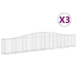 VidaXL Kosze gabionowe, 3 szt, 400x30x60/80 cm, galwanizowane żelazo