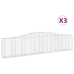 VidaXL Kosze gabionowe, 3 szt, 400x30x80/100 cm, galwanizowane żelazo