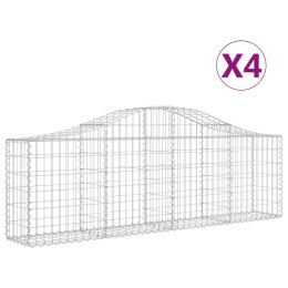 VidaXL Kosze gabionowe, 4 szt, 200x30x60/80 cm, galwanizowane żelazo