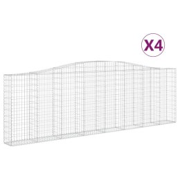 VidaXL Kosze gabionowe, 4 szt, 400x30x120/140 cm, galwanizowane żelazo