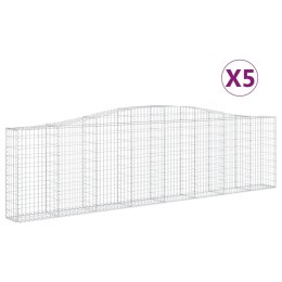 VidaXL Kosze gabionowe, 5 szt, 400x30x100/120 cm, galwanizowane żelazo