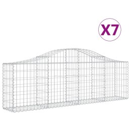 VidaXL Kosze gabionowe, 7 szt, 200x30x60/80 cm, galwanizowane żelazo