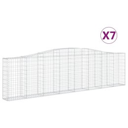 VidaXL Kosze gabionowe, 7 szt, 400x30x100/120 cm, galwanizowane żelazo