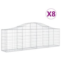 VidaXL Kosze gabionowe, 8 szt, 200x30x60/80 cm, galwanizowane żelazo