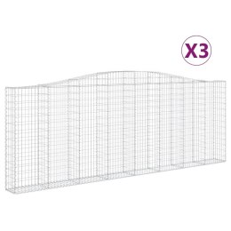 VidaXL Kosze gabionowe, 3 szt, 400x30x140/160 cm, galwanizowane żelazo