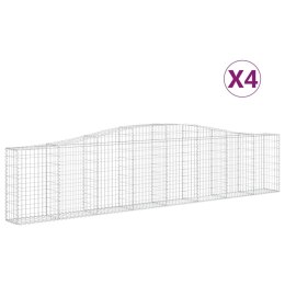 VidaXL Kosze gabionowe, 4 szt, 400x30x80/100 cm, galwanizowane żelazo