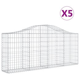 VidaXL Kosze gabionowe, 5 szt, 200x30x80/100 cm, galwanizowane żelazo