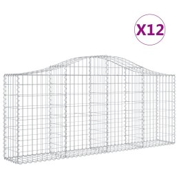 VidaXL Kosze gabionowe, 12 szt, 200x30x80/100 cm, galwanizowane żelazo