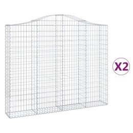 VidaXL Kosze gabionowe, 2 szt, 200x30x160/180 cm, galwanizowane żelazo