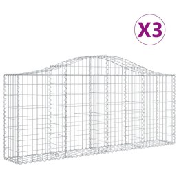 VidaXL Kosze gabionowe, 3 szt, 200x30x80/100 cm, galwanizowane żelazo