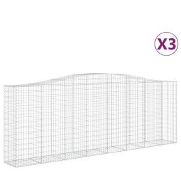 VidaXL Kosze gabionowe, 3 szt, 400x50x140/160 cm, galwanizowane żelazo