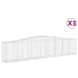 VidaXL Kosze gabionowe, 3 szt, 400x50x80/100 cm, galwanizowane żelazo