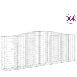 VidaXL Kosze gabionowe, 4 szt, 400x50x140/160 cm, galwanizowane żelazo