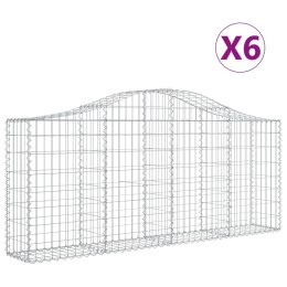 VidaXL Kosze gabionowe, 6 szt, 200x30x80/100 cm, galwanizowane żelazo