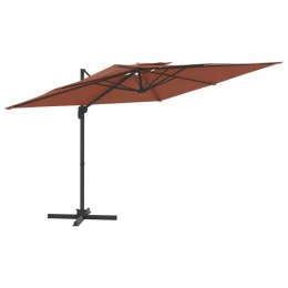 VidaXL Wiszący parasol z podwójną czaszą, terakotowy, 300x300 cm