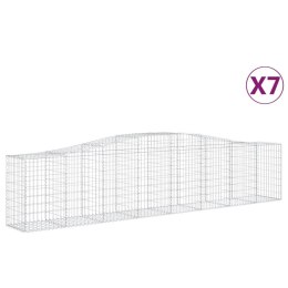 VidaXL Kosze gabionowe, 7 szt, 400x50x80/100 cm, galwanizowane żelazo