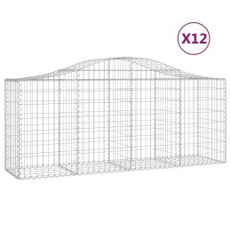 VidaXL Kosze gabionowe, 12 szt, 200x50x80/100 cm, galwanizowane żelazo