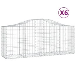 VidaXL Kosze gabionowe, 6 szt, 200x50x80/100 cm, galwanizowane żelazo