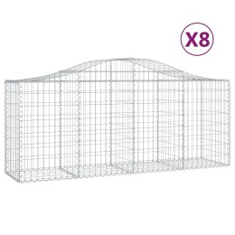 VidaXL Kosze gabionowe, 8 szt, 200x50x80/100 cm, galwanizowane żelazo