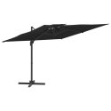 VidaXL Wiszący parasol z podwójną czaszą, czarny, 300x300 cm