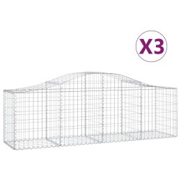 VidaXL Kosze gabionowe, 3 szt, 200x50x60/80 cm, galwanizowane żelazo