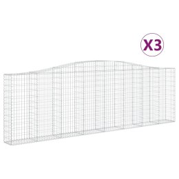 VidaXL Kosze gabionowe, 3 szt, 400x30x120/140 cm, galwanizowane żelazo